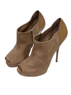 Gucci Peep-toe Platform Bootie Heels Stiletto Shoes 37.5 37 1/2 7 7.5 AUTHENTIC